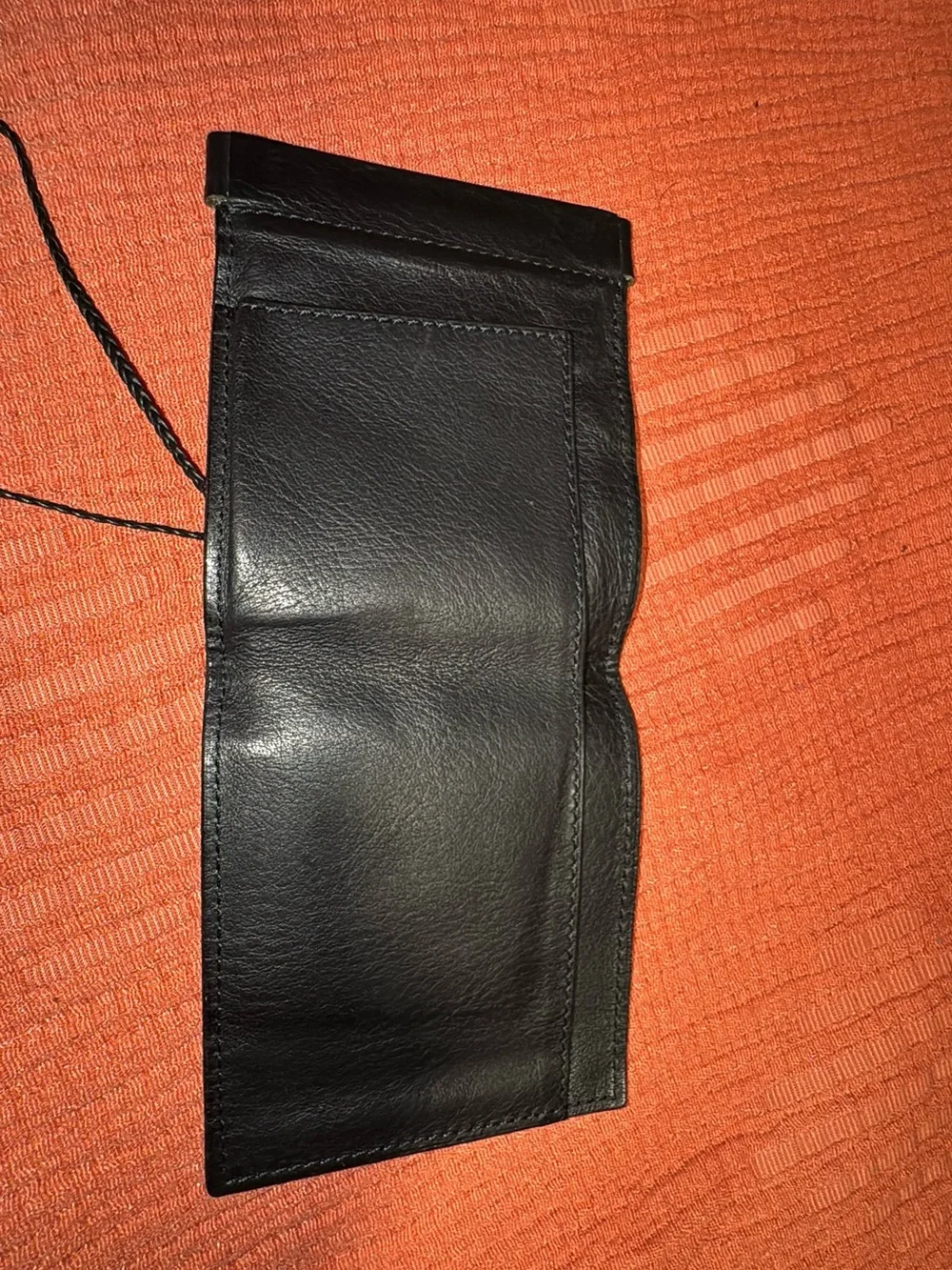 Gucci Black Leather Men’s Neck Wallet with Cord